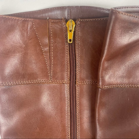 Audrey Brook brown Leather Zip Up Riding High Boots Size 8M - Picture 10 of 14